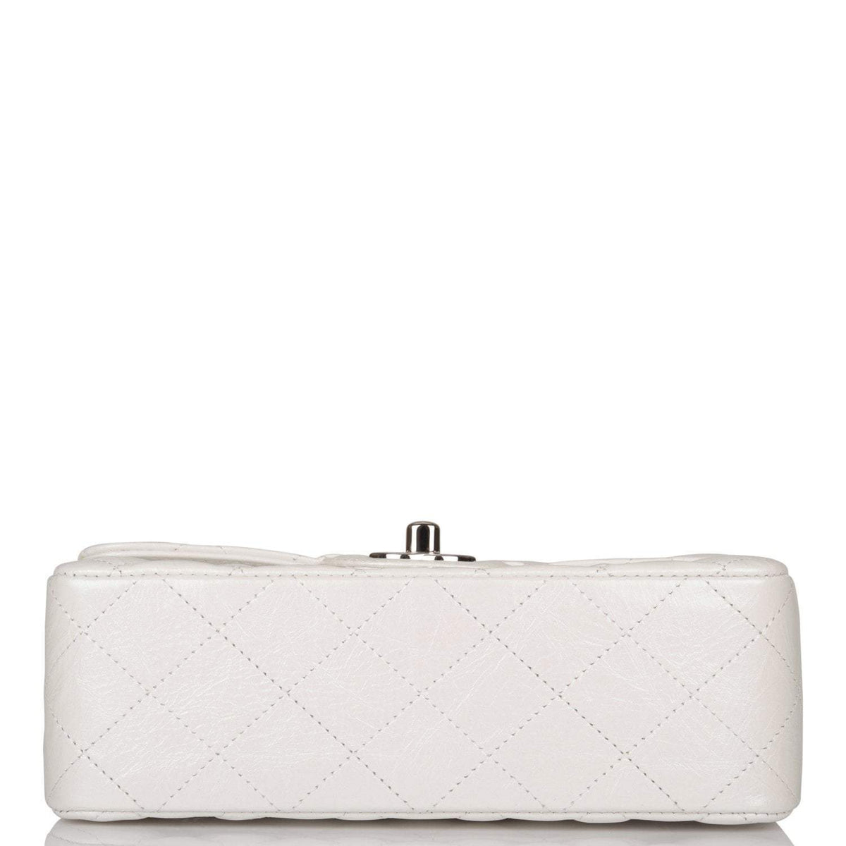Chanel Mini Rectangular Flap Bag White Iridescent Lambskin Silver Hardware
