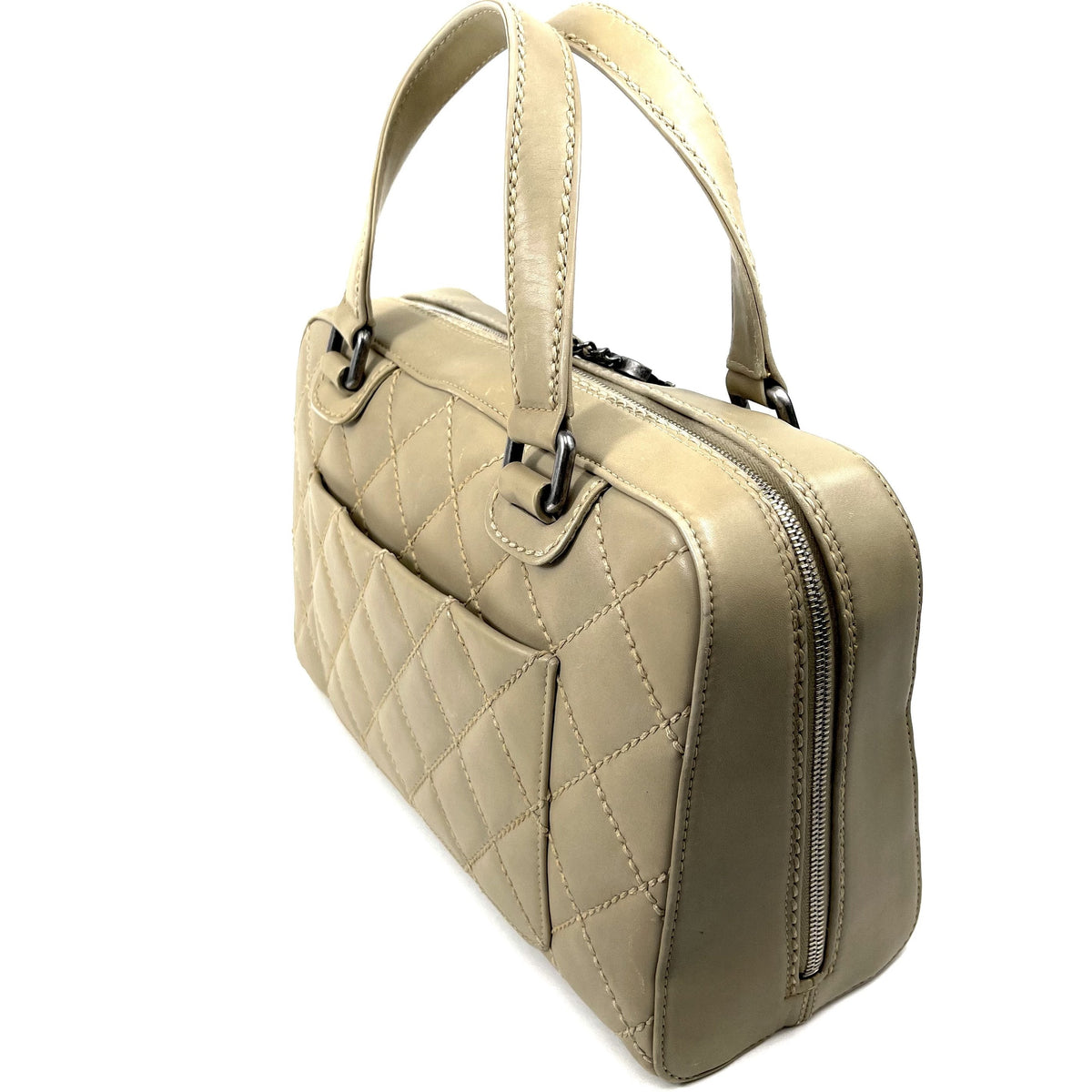 CHANEL Vintage Surpique Bowler Bag