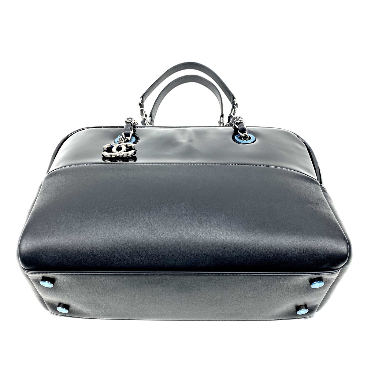 CHANEL Patent & Lambskin Leather Bowling Bag