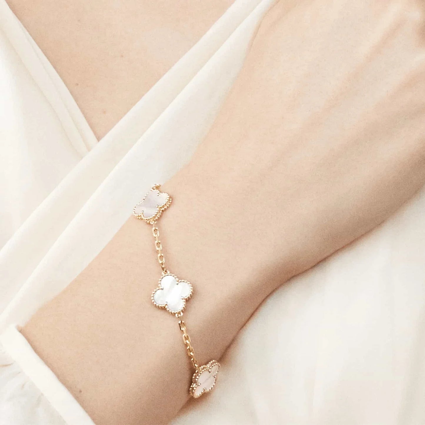 Clover Leaf Bracelet · 925 Silver · 18K Gold Plated