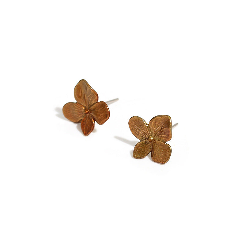 Mumtaz Jewellers Antique Bronze Flower Stud Earrings