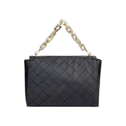 Mumtaz Jewellers Black Quilted Flap Handbag for Women