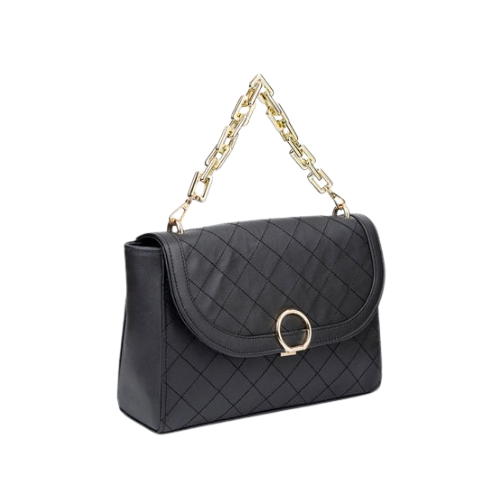 Mumtaz Jewellers Black Quilted Flap Handbag for Women