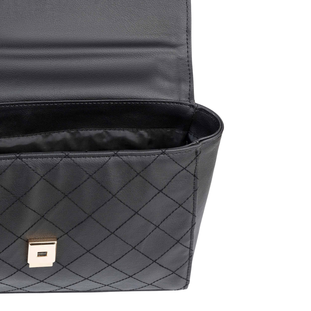 Mumtaz Jewellers Black Quilted Flap Handbag for Women
