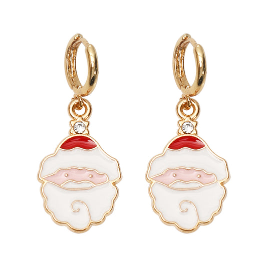 Mumtaz Jewellers Gold Santa Claus Hoop Earrings