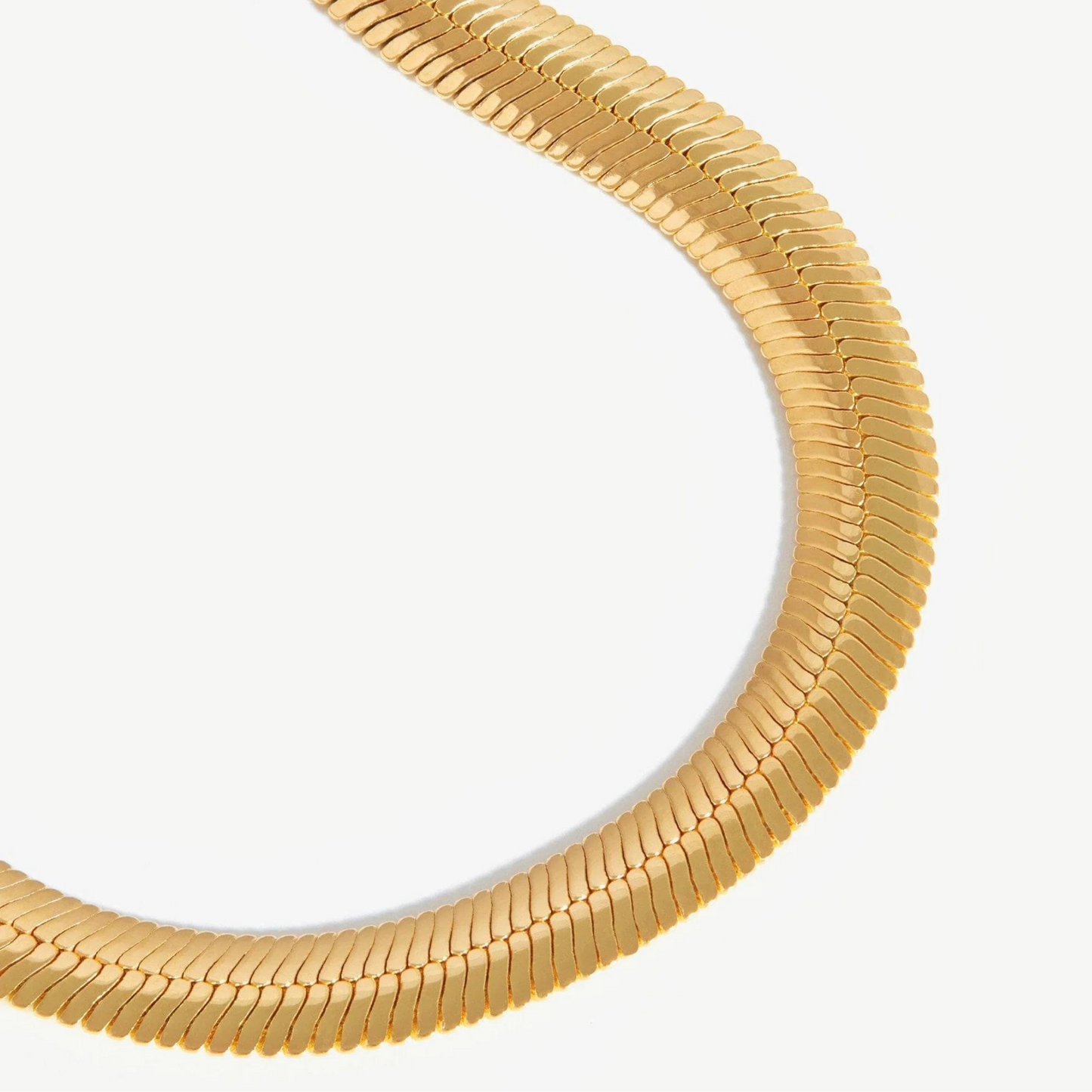 Flat Snake Chain Necklace, 925 Silver, 18k Gold Plated