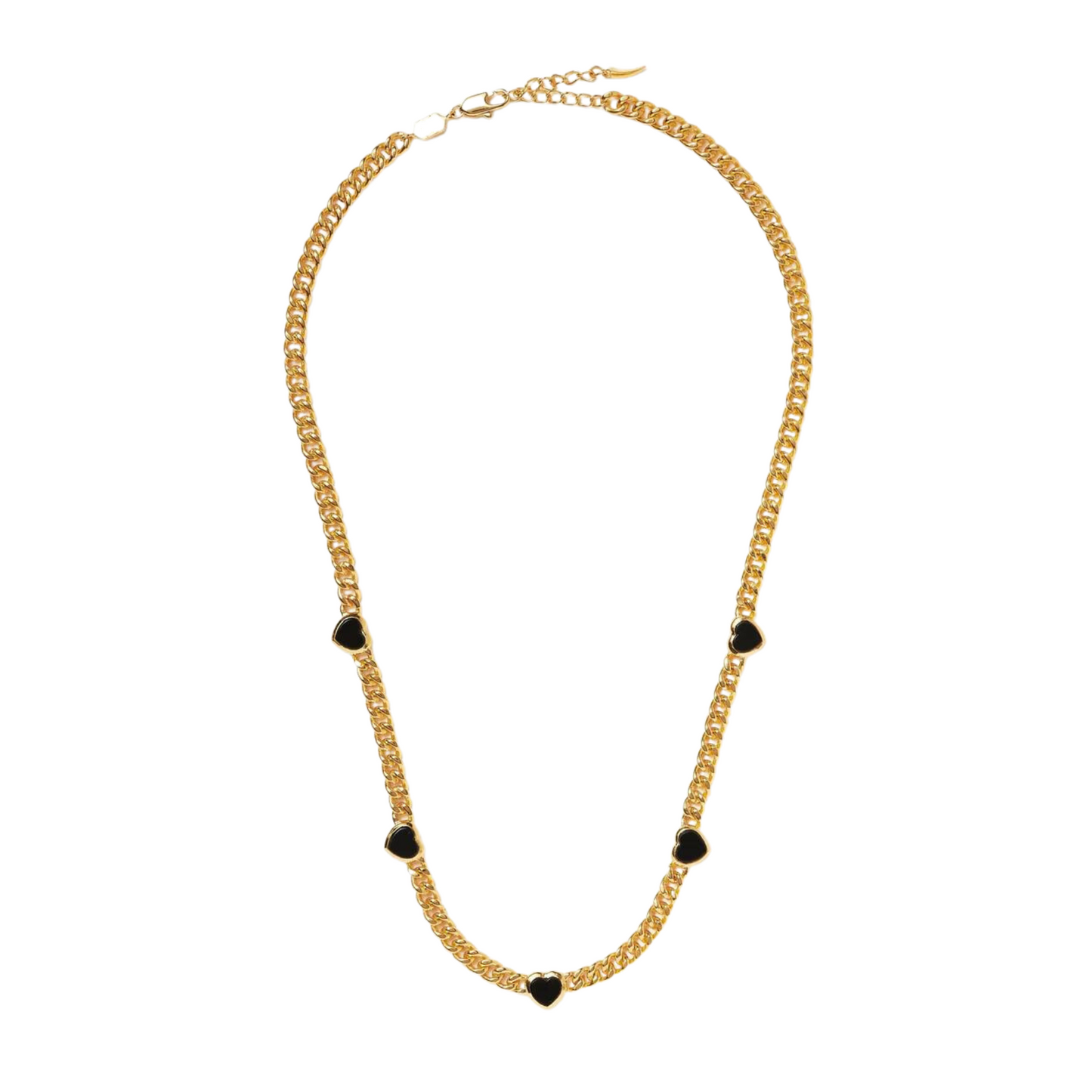 Jelly Heart Gemstone Charm Necklace, 18k Gold Plated, Black Onyx