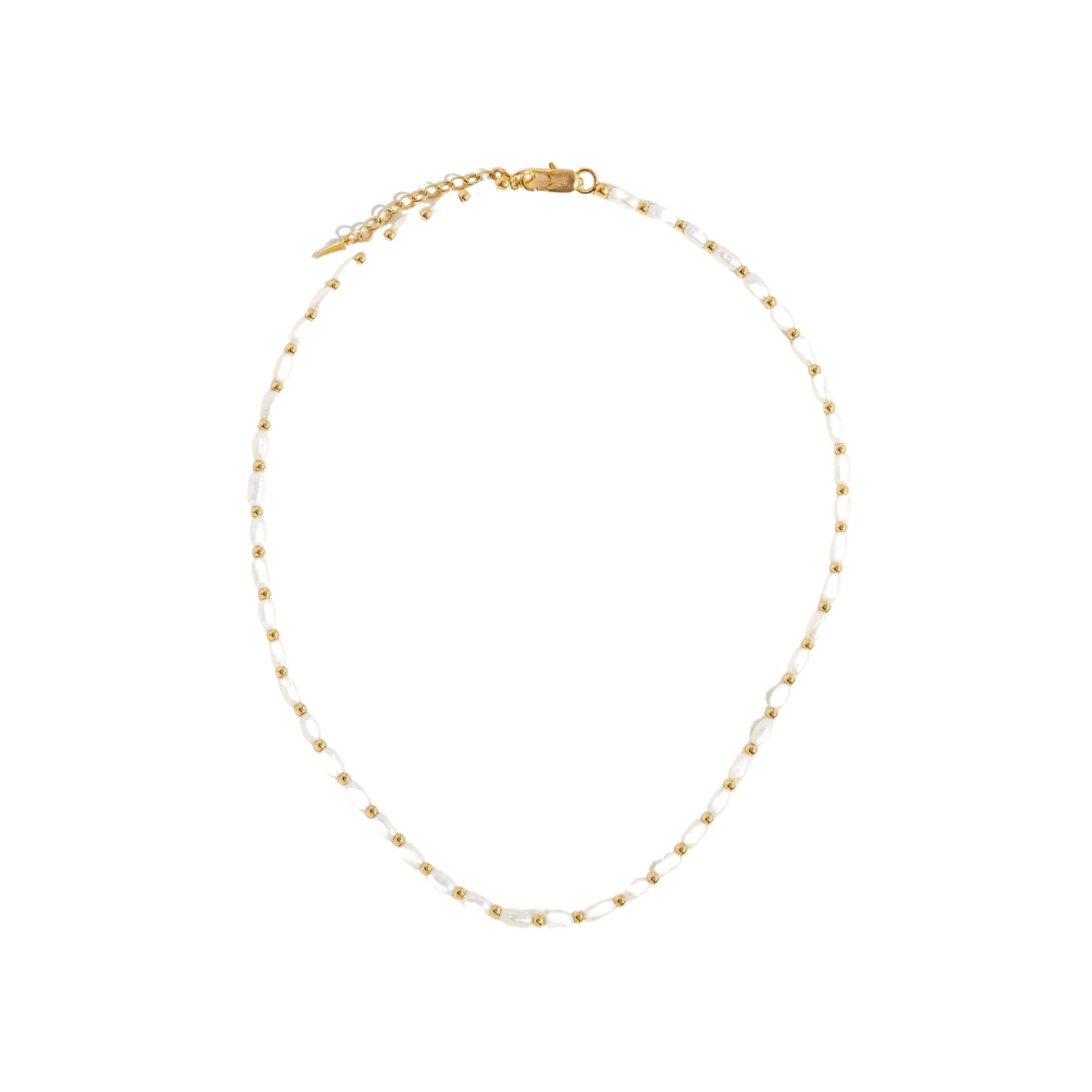 Seed Pearl Beaded Choker, 925 Silver, 18k Gold Plated