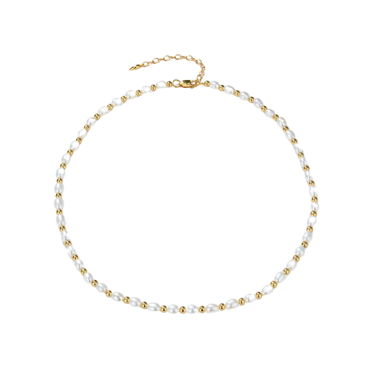 Seed Pearl Beaded Choker, 925 Silver, 18k Gold Plated