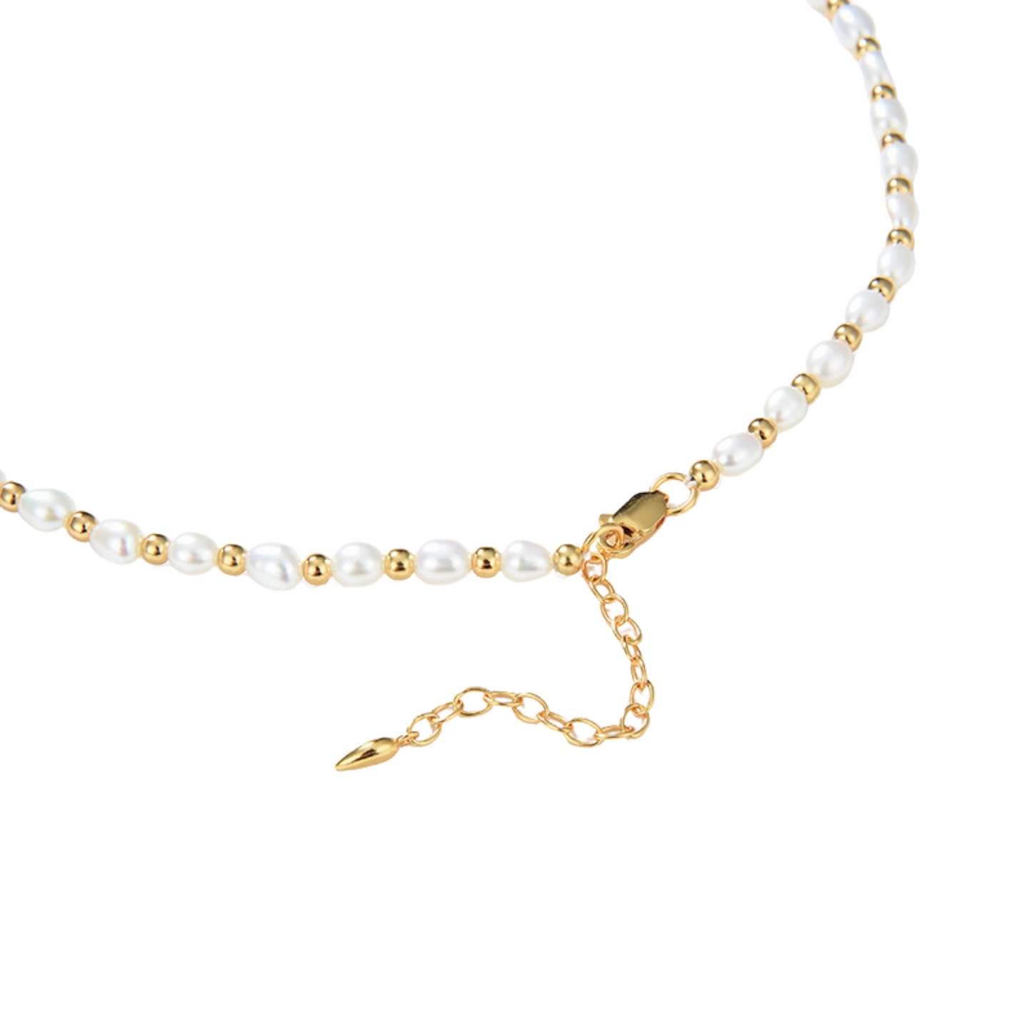 Seed Pearl Beaded Choker, 925 Silver, 18k Gold Plated