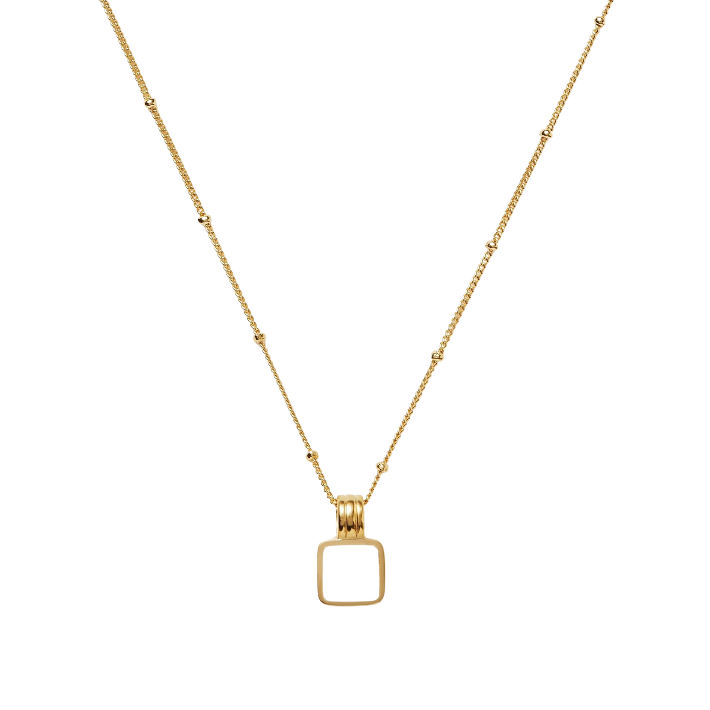 Square Mother Of Pearl Necklace, 925 Silver, 18k Gold Plated