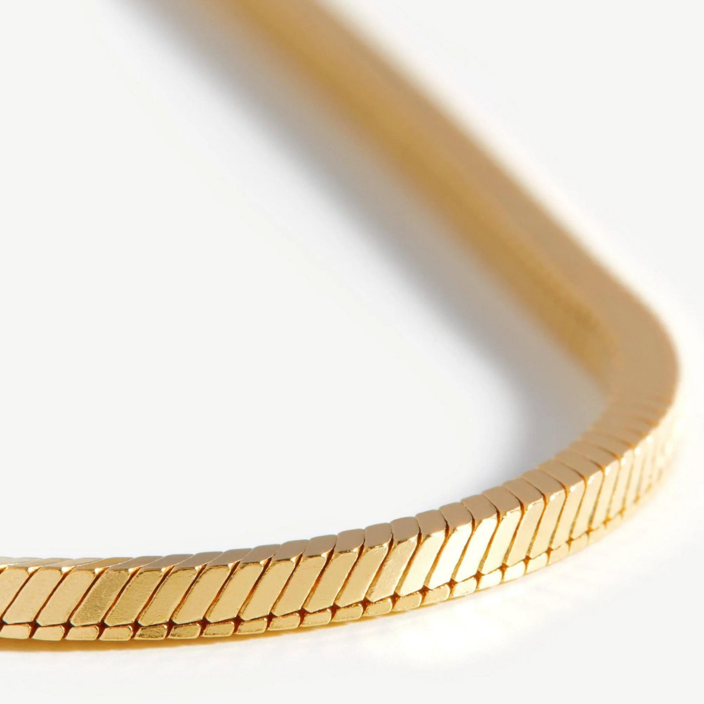Mumtaz Jewellers Square Snake Chain Necklace, 925 Silver, 18k Gold Plated